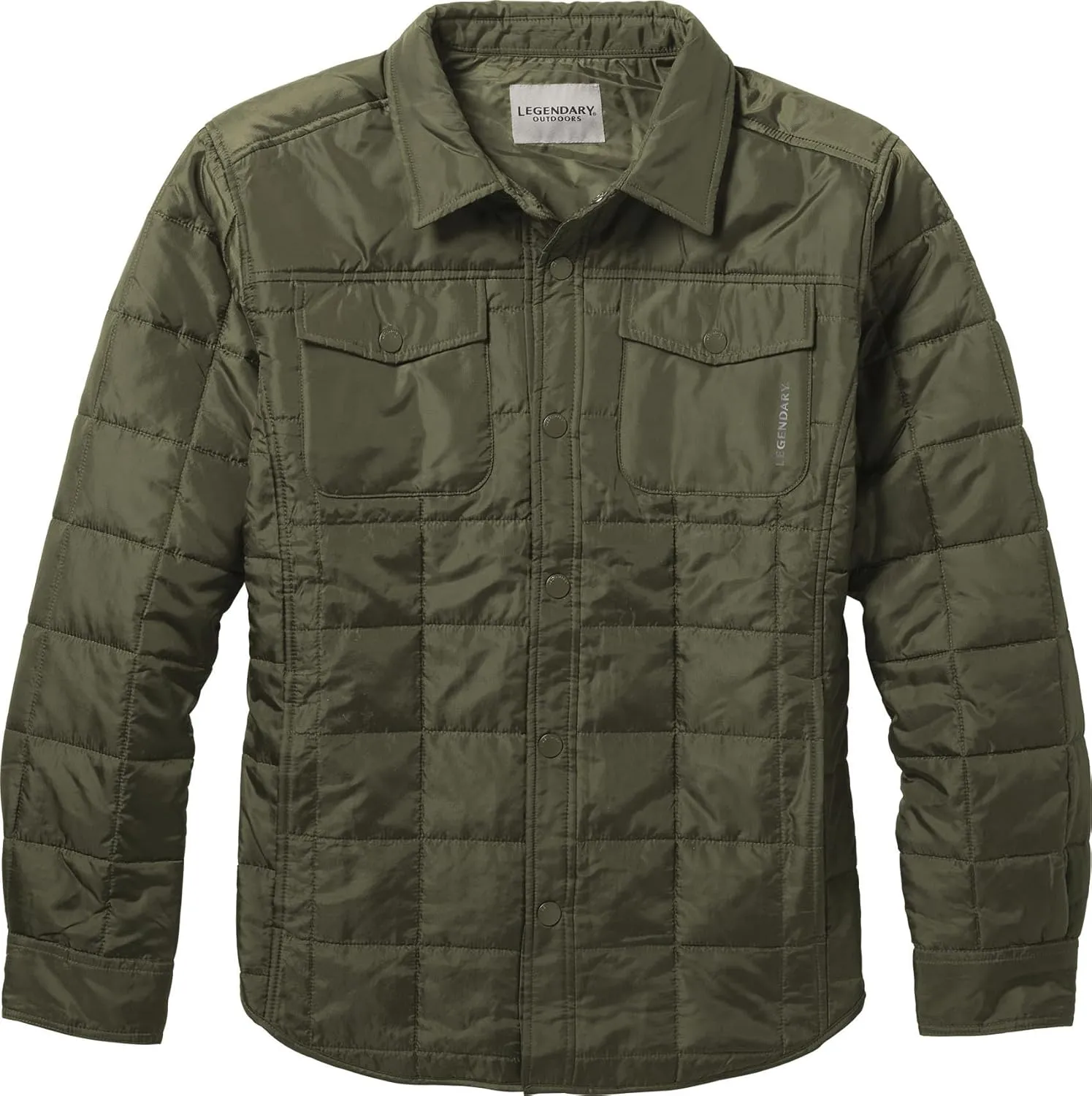 Legendary Whitetails Men's Legendary Outdoors Performance Quilted Snap Up Shirt Jacket, Army