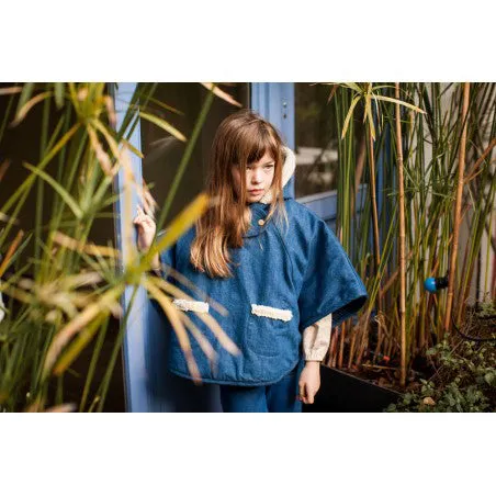 Louis Louise Neige Denim Cape - Dark Blue