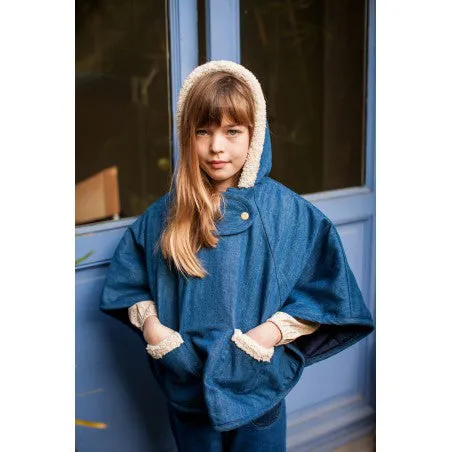 Louis Louise Neige Denim Cape - Dark Blue