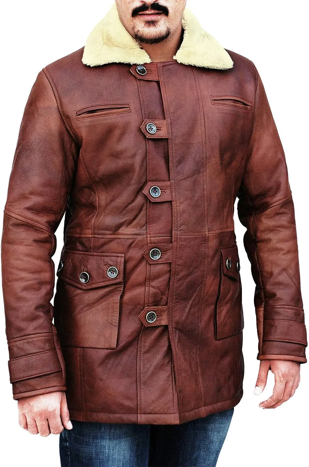 LP-FACON Mens BN Vest Costume Cosplay Military Jacket | Winter Shearling Coat Faux Leather