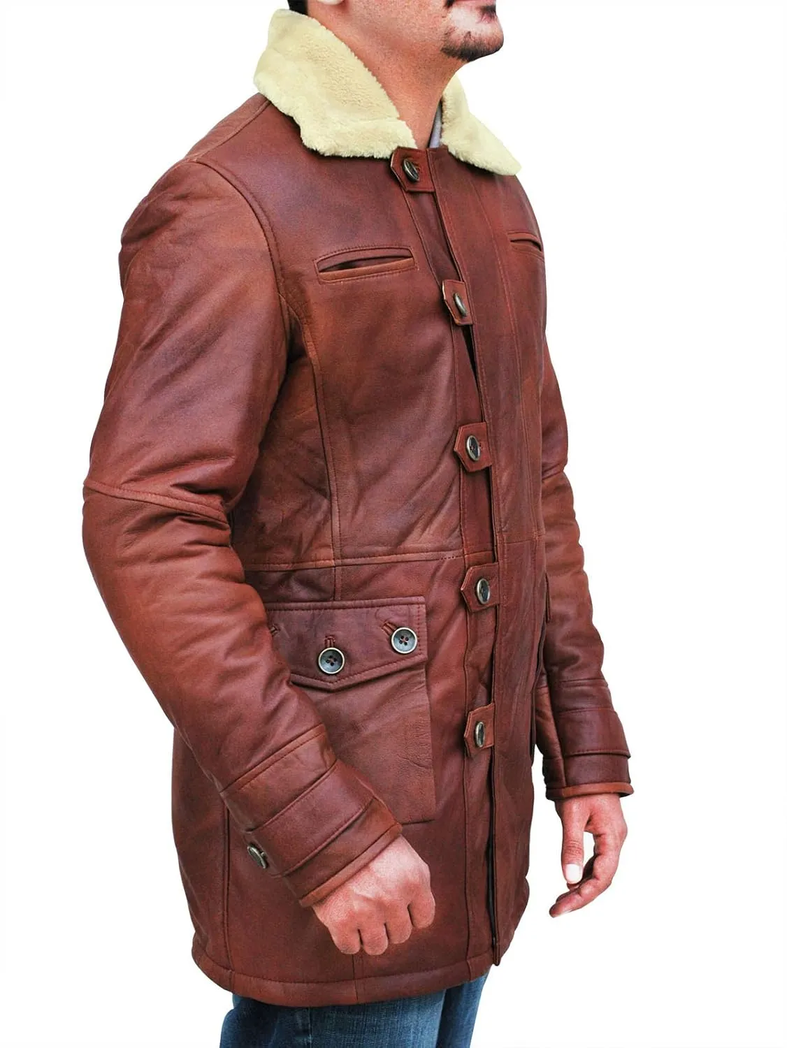 LP-FACON Mens BN Vest Costume Cosplay Military Jacket | Winter Shearling Coat Faux Leather