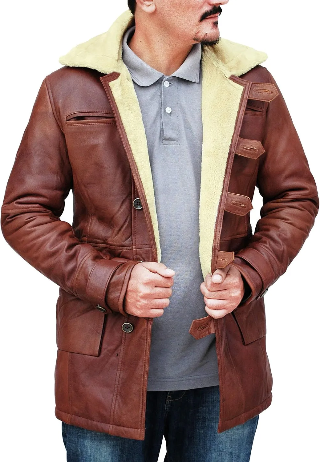 LP-FACON Mens BN Vest Costume Cosplay Military Jacket | Winter Shearling Coat Faux Leather