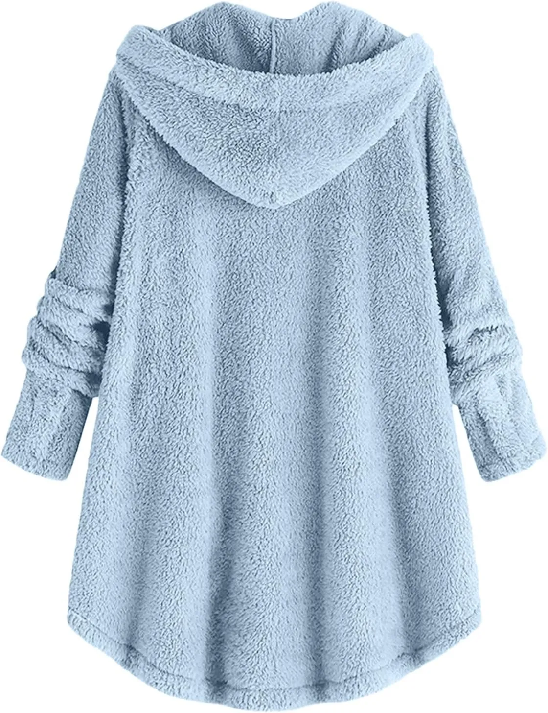 maisdgop Fleece Jacket Women Long Sleeve Sherpa Hooded Coats Winter Fall Warm Fuzzy Jackets Plus Size Button Plush Outerwear