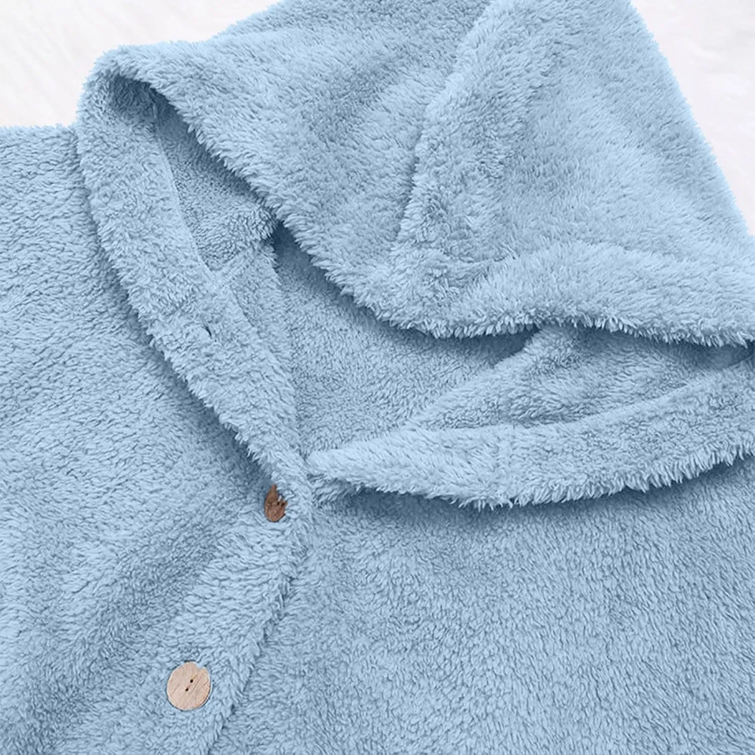 maisdgop Fleece Jacket Women Long Sleeve Sherpa Hooded Coats Winter Fall Warm Fuzzy Jackets Plus Size Button Plush Outerwear