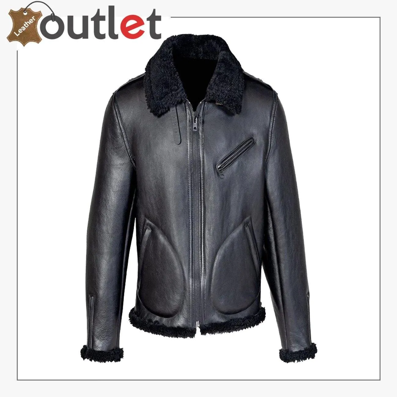 Men Shearling Black Biker Jacket
