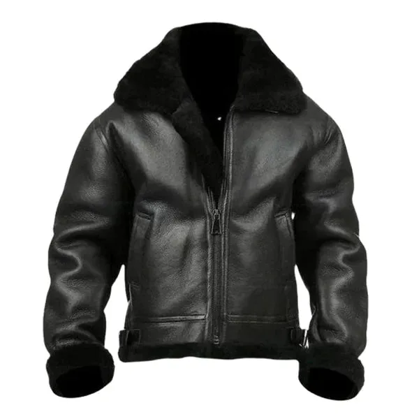 Men's Airforce Flight Faux Shearling Real Leather Jacket