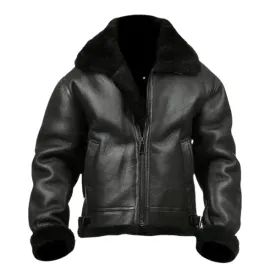 Men's Airforce Flight Faux Shearling Real Leather Jacket