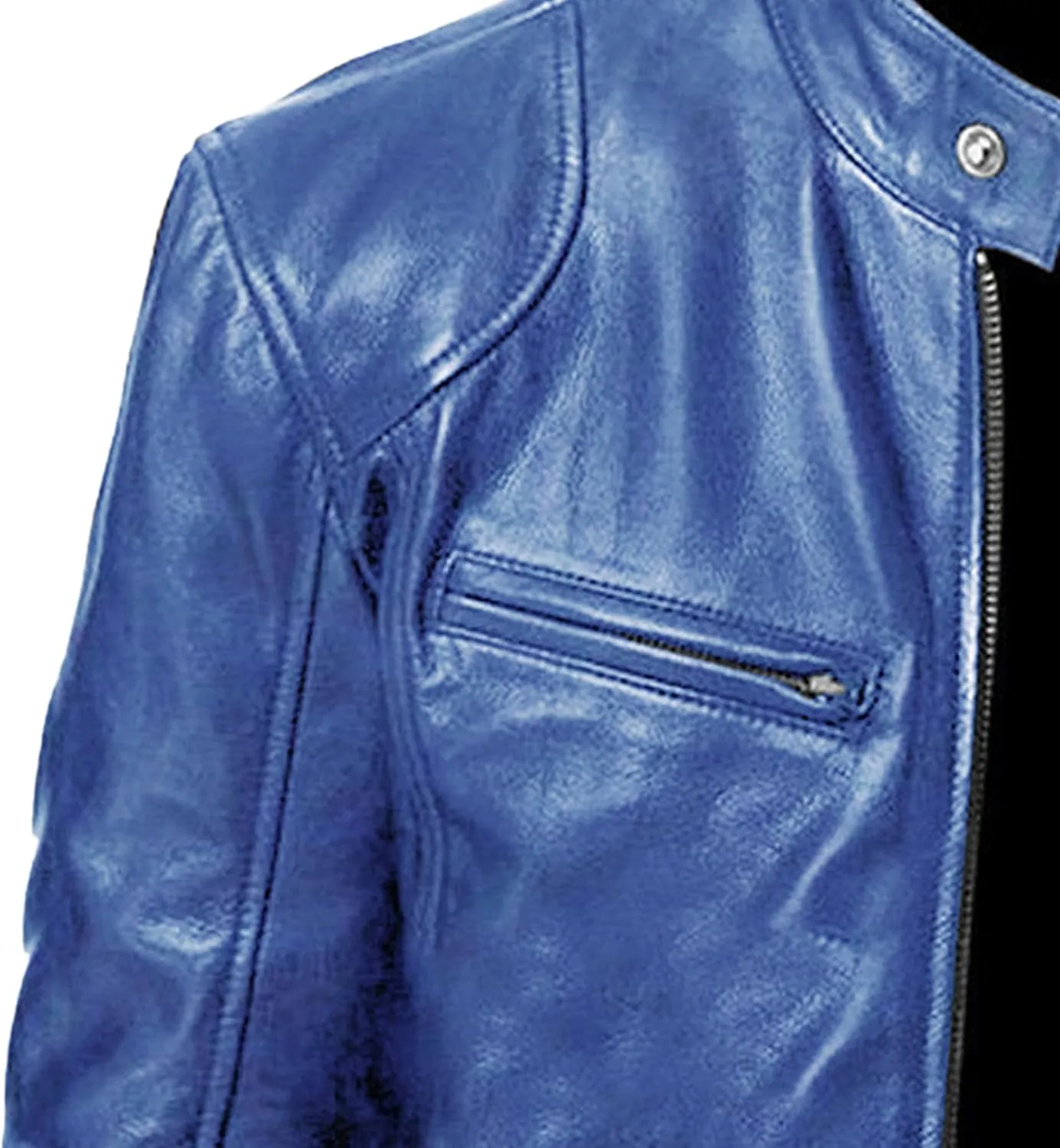 Men's Casual Leather Jacket Motorcycle Lightweight PU Outwear Stand Collar Bomber Leather Jacket
