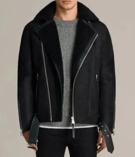 Men’s Fur Collar Brooklyn Black Shearling Leather Jacket