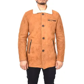 Men's Luxurious Real Sheepskin Jacket Shearling Fur Tan Osvald