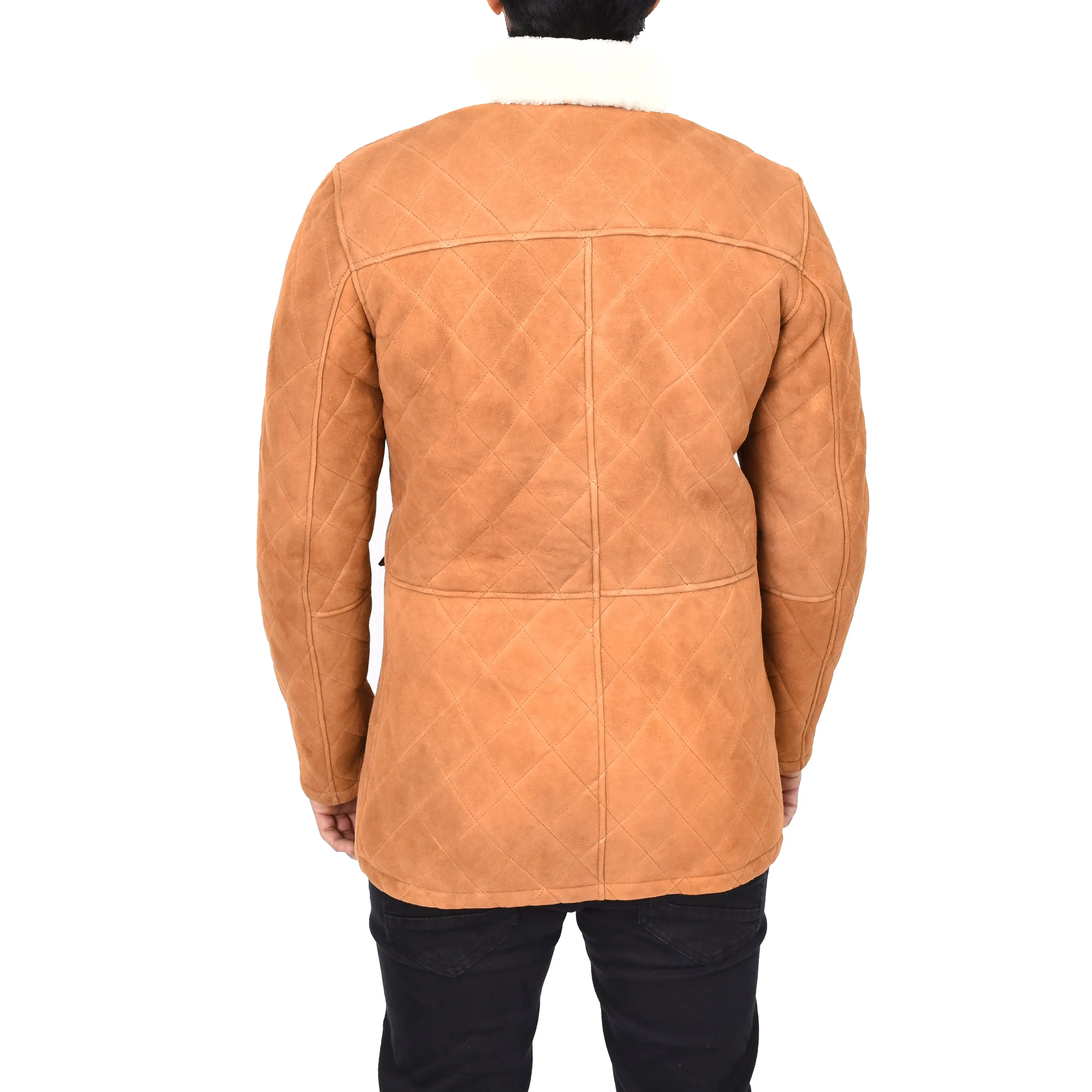 Men's Luxurious Real Sheepskin Jacket Shearling Fur Tan Osvald