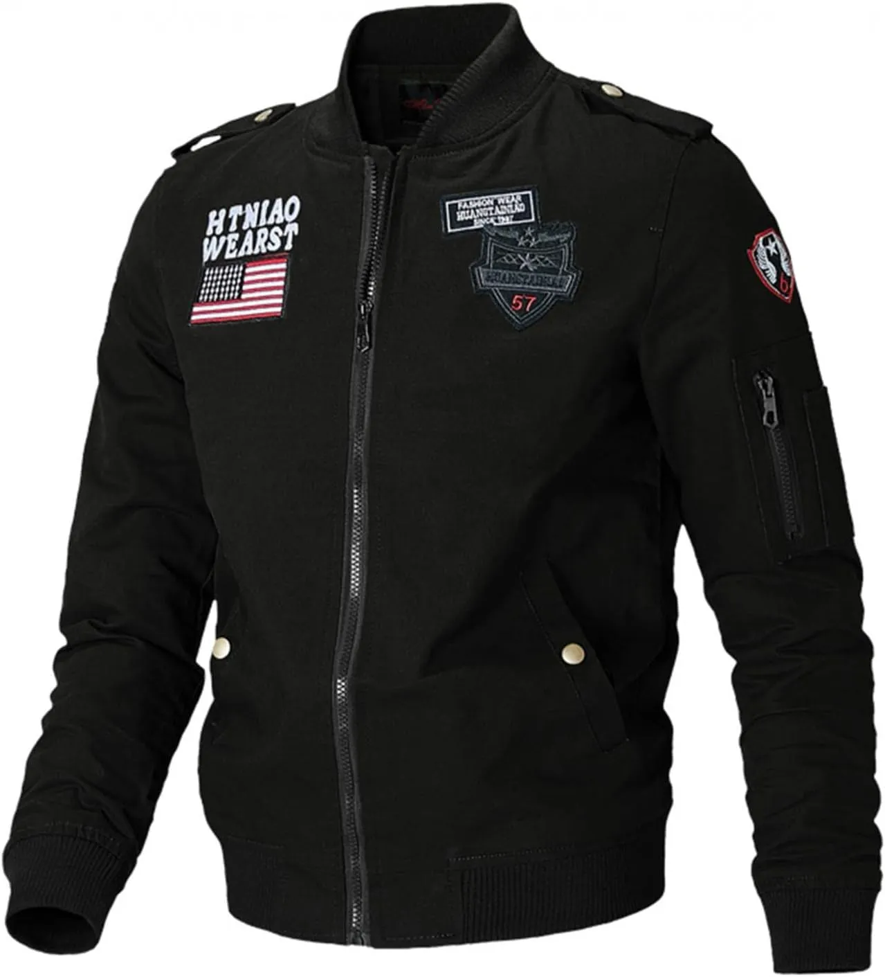 Military Jackets for Men Cotton USA American Flag Flight Bomber Jackets Lightweight Tactical Windbreakers Cargo Coats