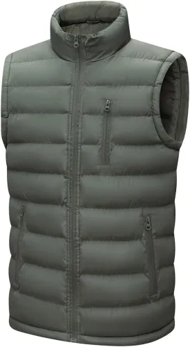 Msmsse Men's Winter Outerwear Vests Puffer Fleece Lined Quilted Vest Casual Sleeveless Jacket