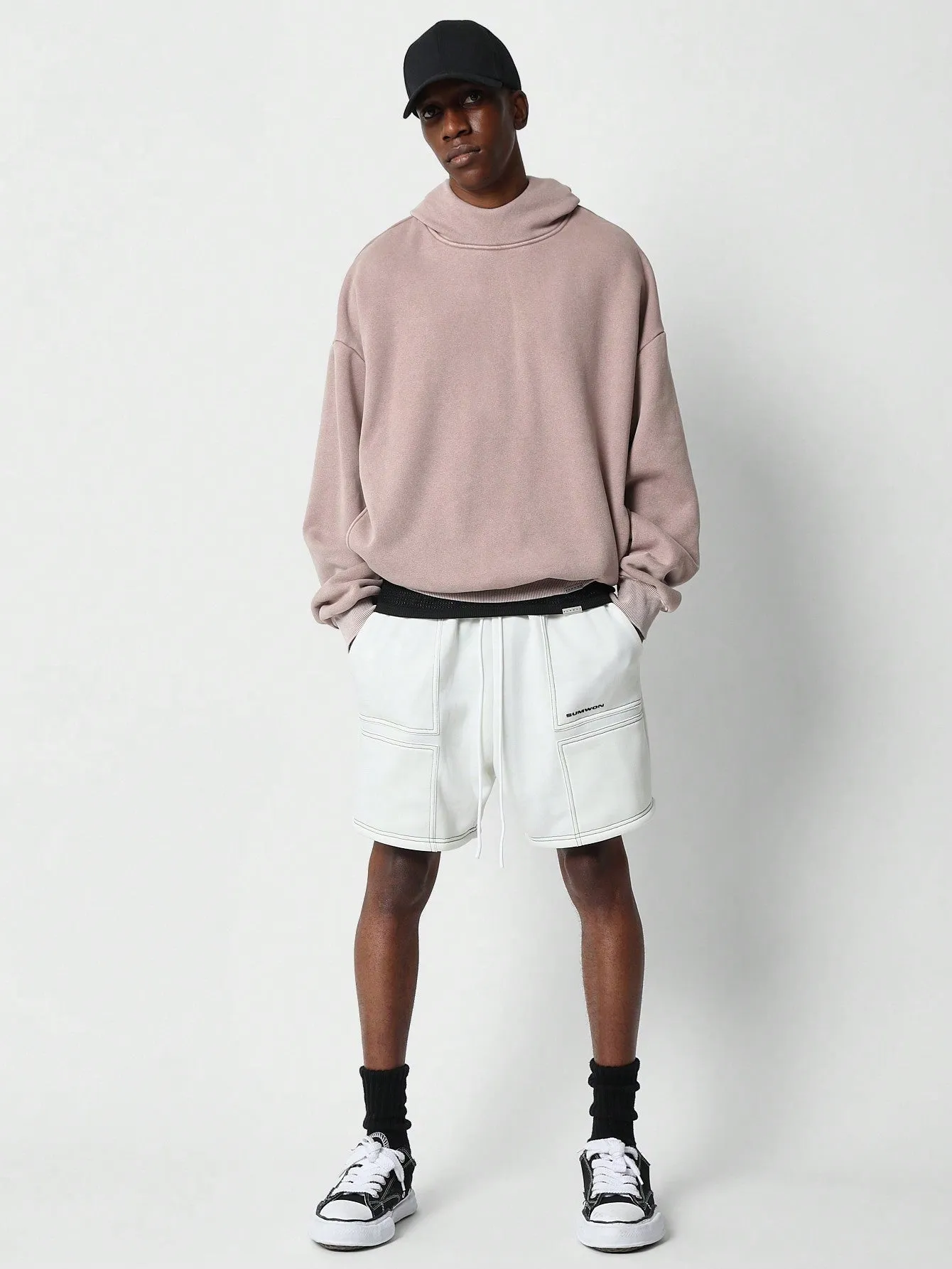 Overhead Washed Premium Mock Neck Hoodie