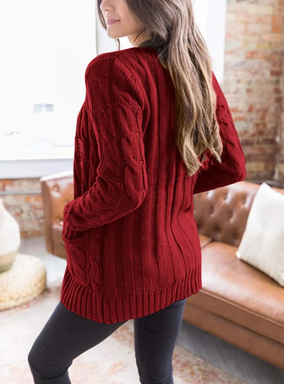PRETTYGARDEN Women's Open Front Cardigan Sweaters Fall Fashion Button Down Cable Knit Chunky Winter Outerwear Coats