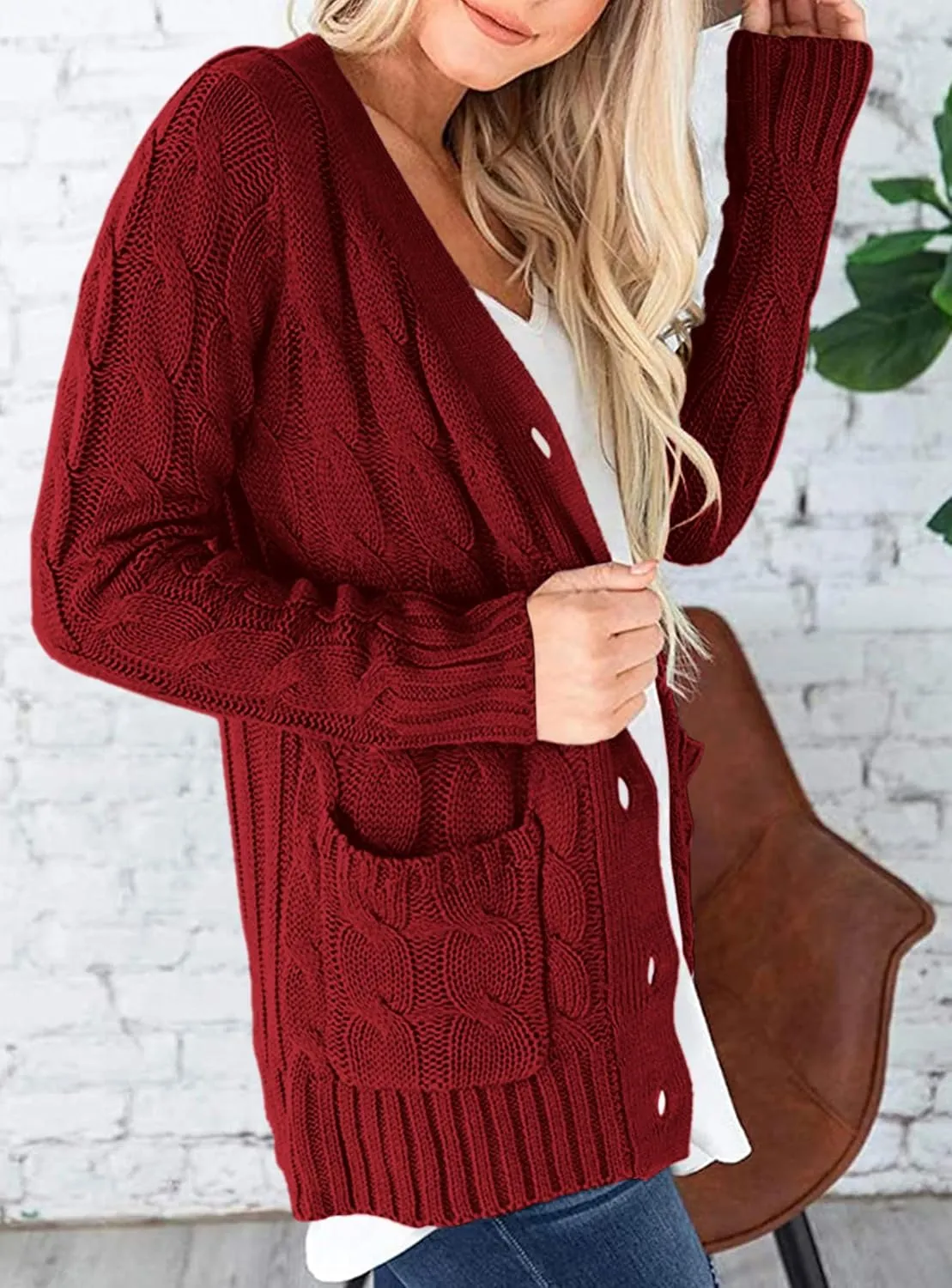 PRETTYGARDEN Women's Open Front Cardigan Sweaters Fall Fashion Button Down Cable Knit Chunky Winter Outerwear Coats