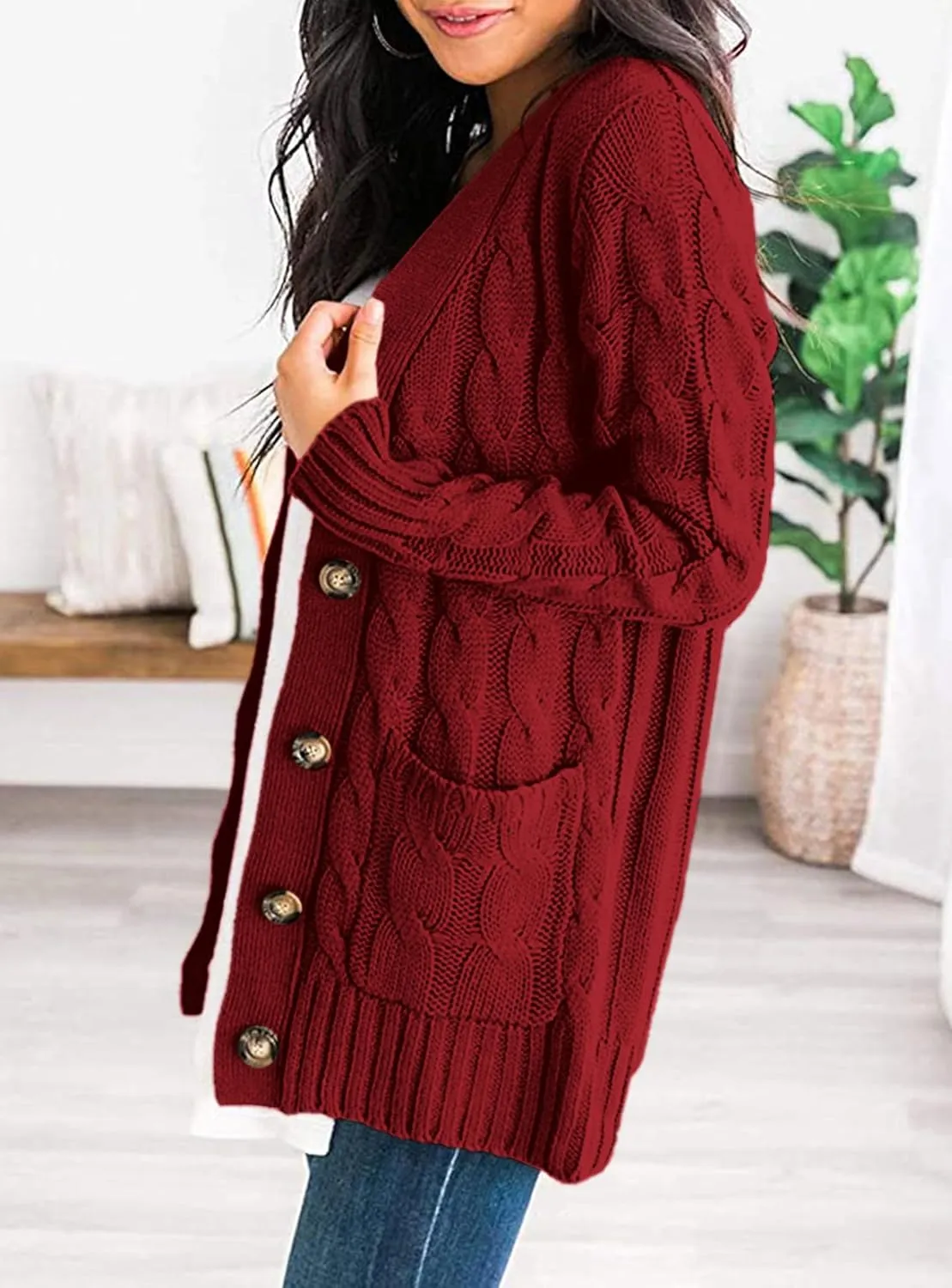PRETTYGARDEN Women's Open Front Cardigan Sweaters Fall Fashion Button Down Cable Knit Chunky Winter Outerwear Coats