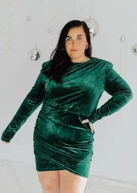 "How Joyful" Dk. Green Velvet Mini Dress - XL 