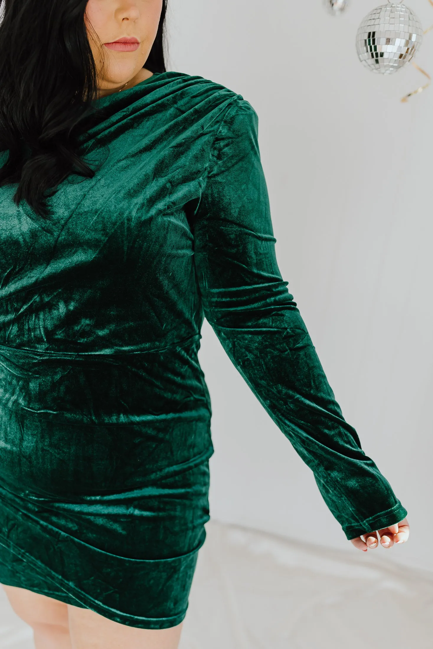 "How Joyful" Dk. Green Velvet Mini Dress - XL 