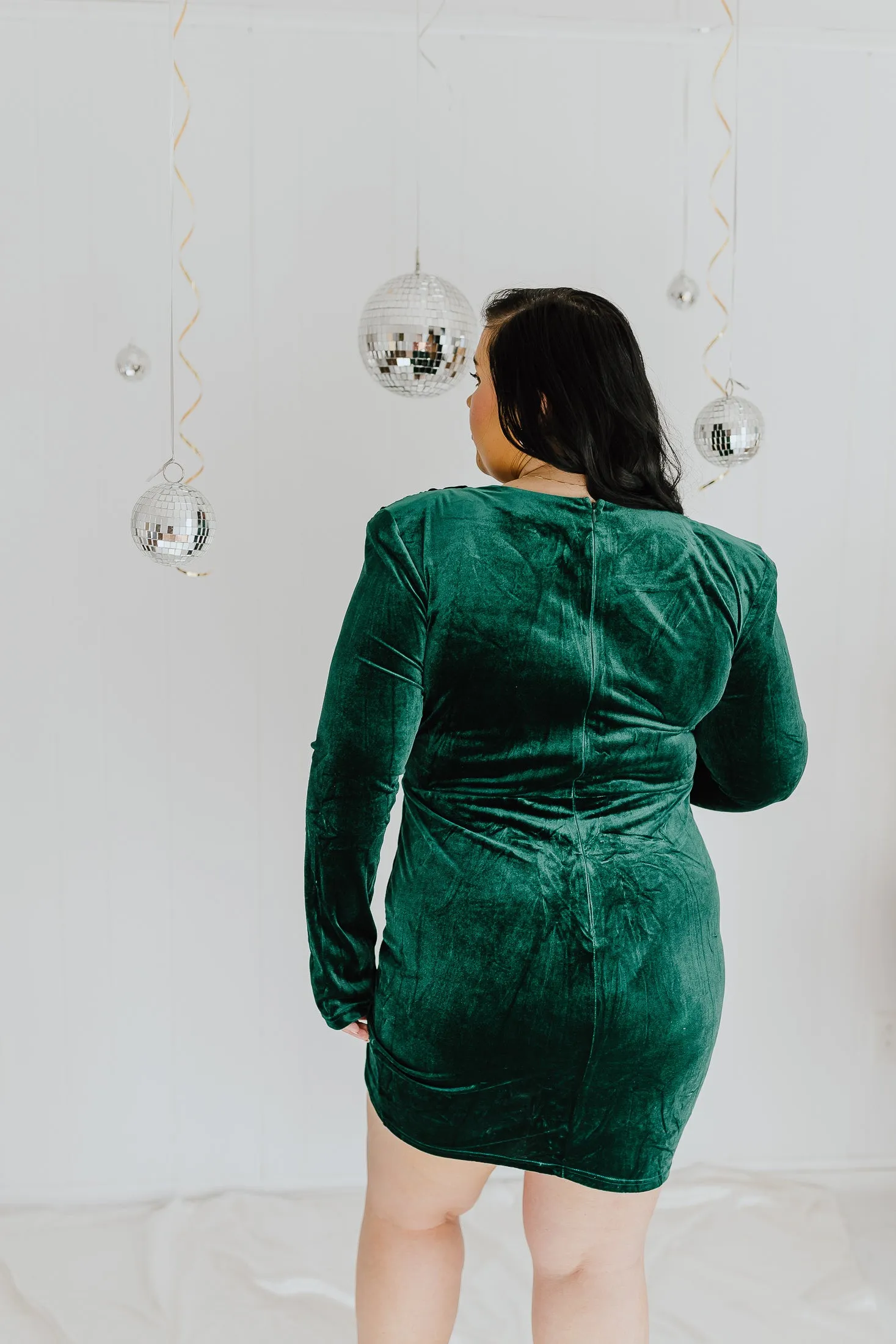 "How Joyful" Dk. Green Velvet Mini Dress - XL 