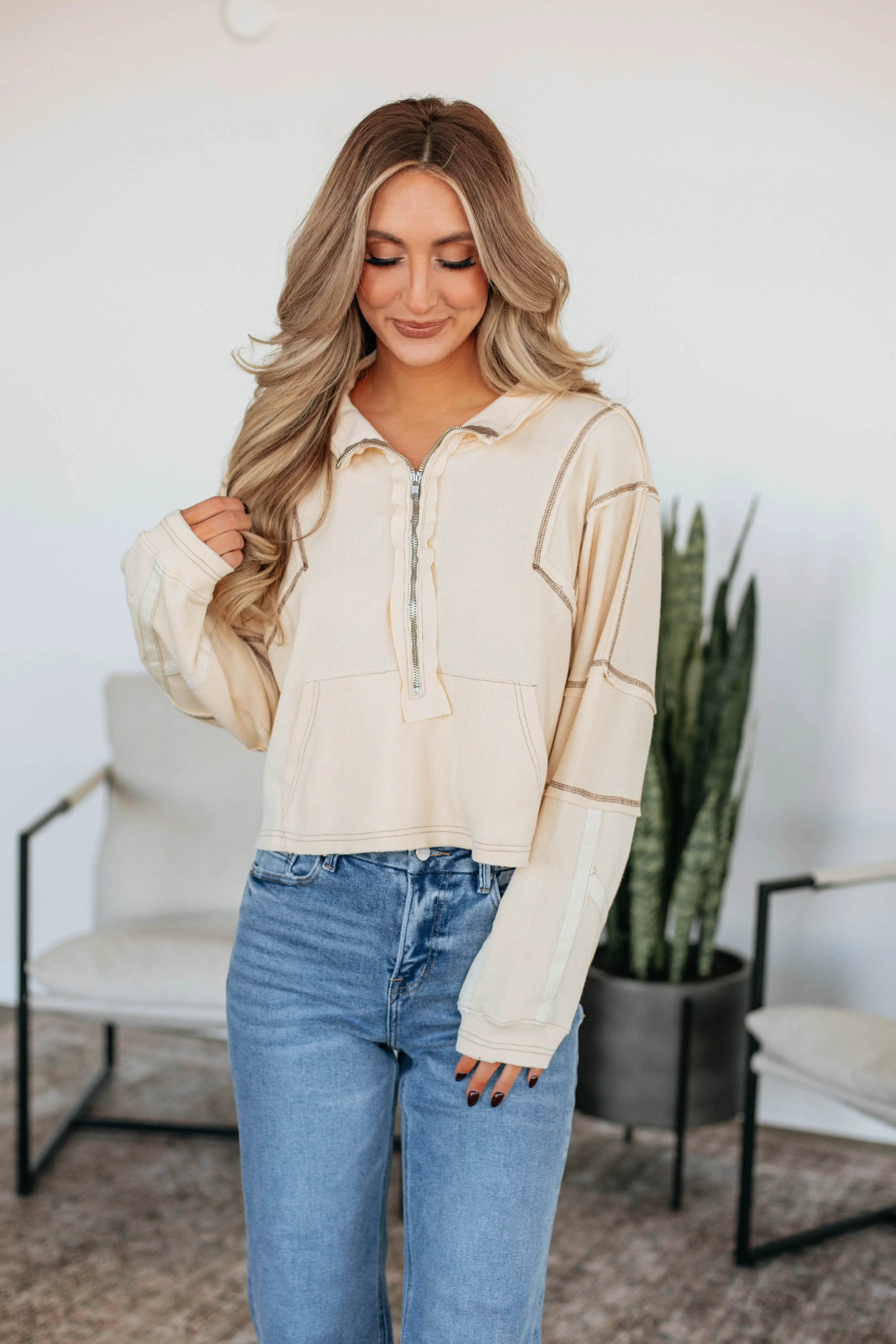 Rowan Half Zip Pullover - Cream