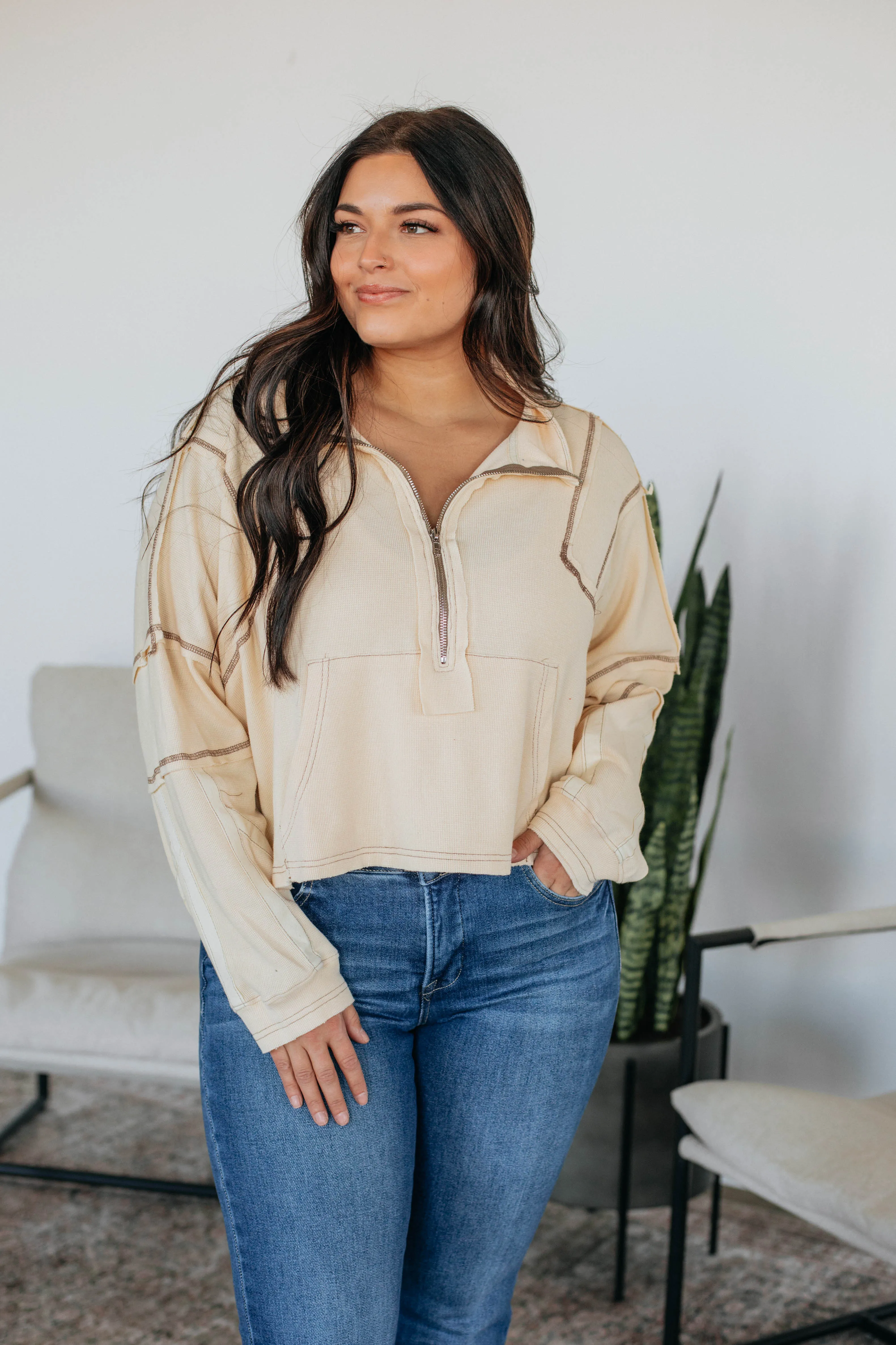 Rowan Half Zip Pullover - Cream
