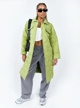 The Bruno Longline Puffer Jacket Green
