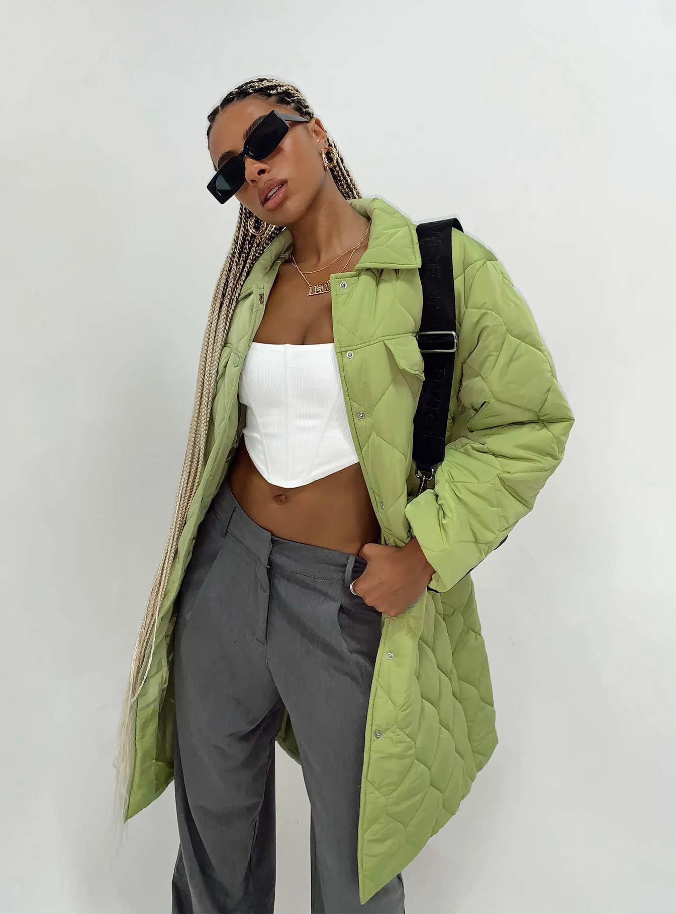The Bruno Longline Puffer Jacket Green
