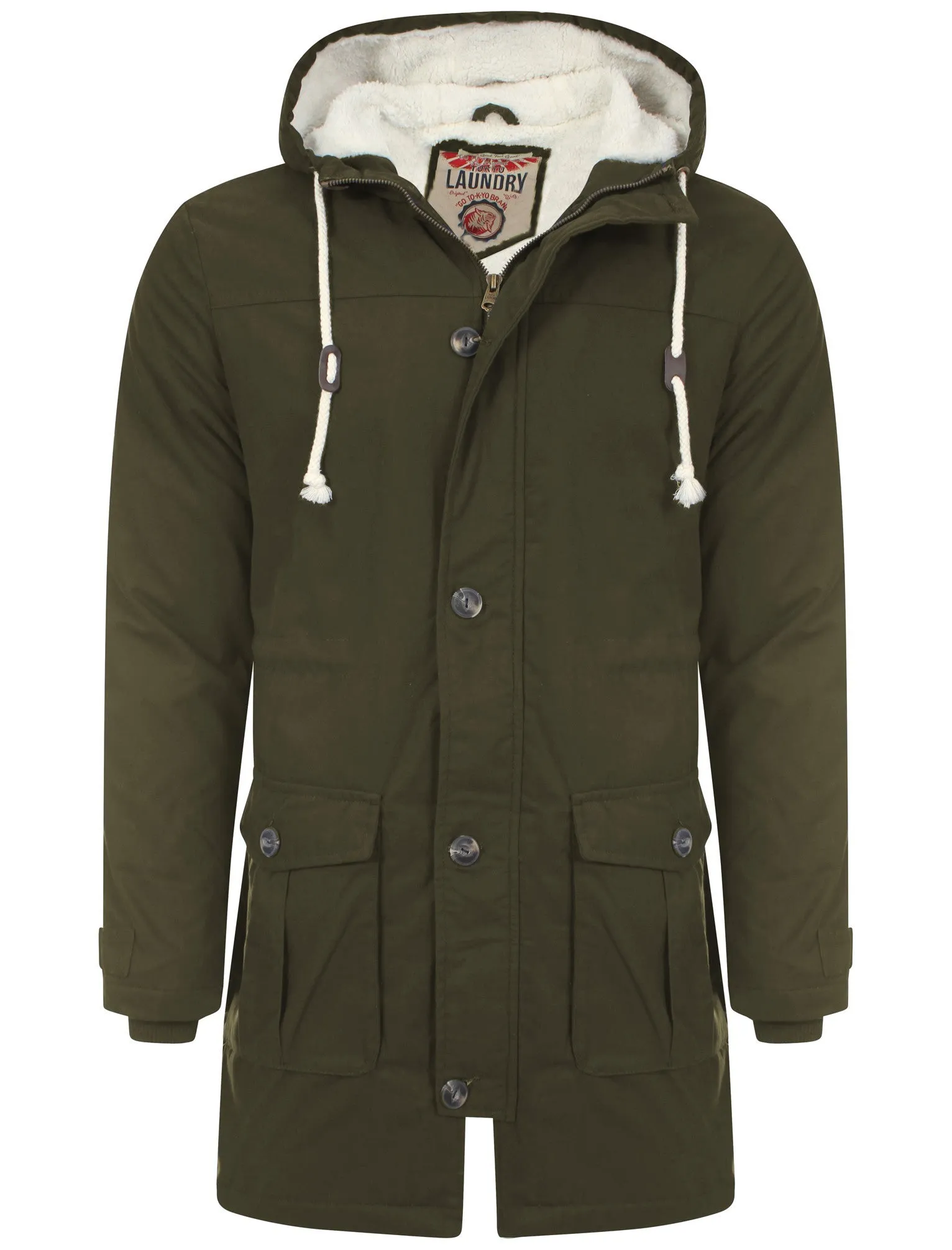 Tokyo Laundry Dierk khaki borg lined parka