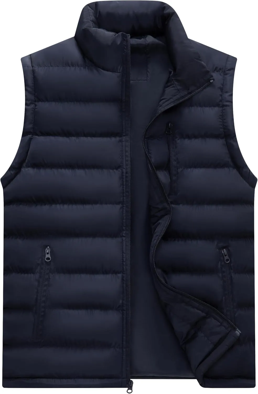 Vcansion Men's Outdoor Stand Collar Fleece Jacket Vest Casual Padded Vest Coats
