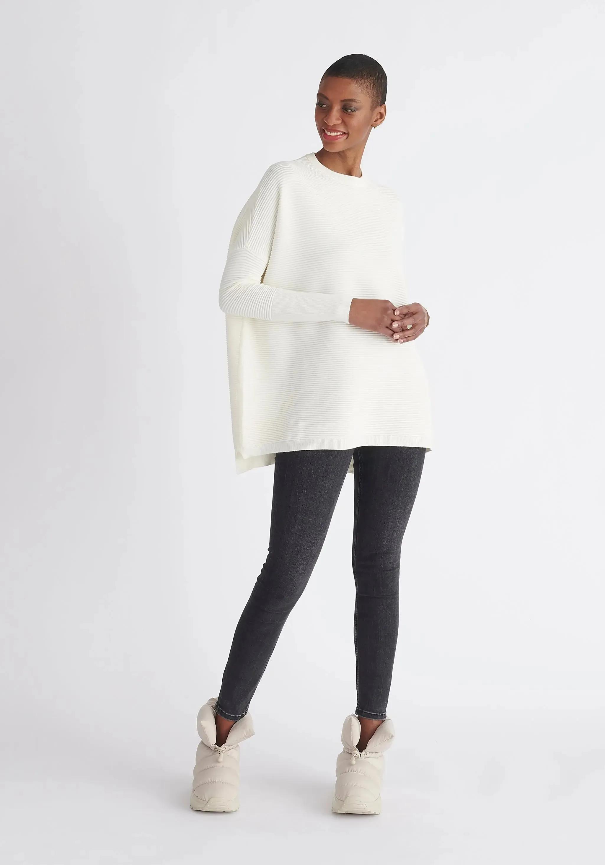 White Paisie Ribbed Jumper