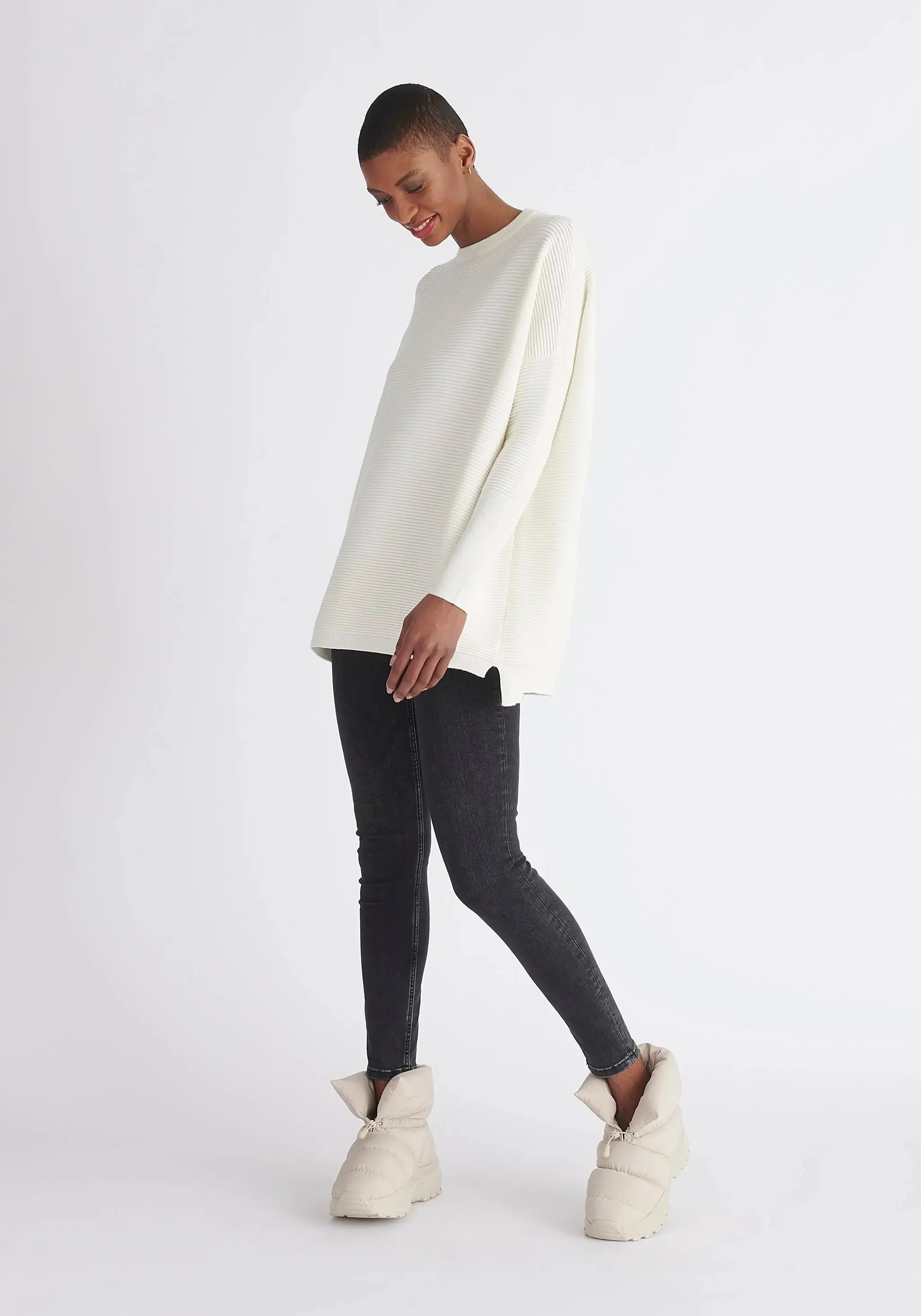 White Paisie Ribbed Jumper