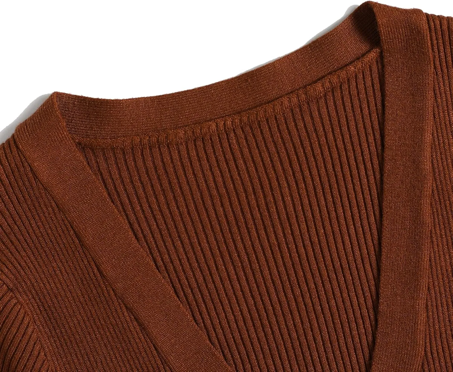 Women V-Neck Long Sleeve Slim Fall Sweater Knitted Midi Dress