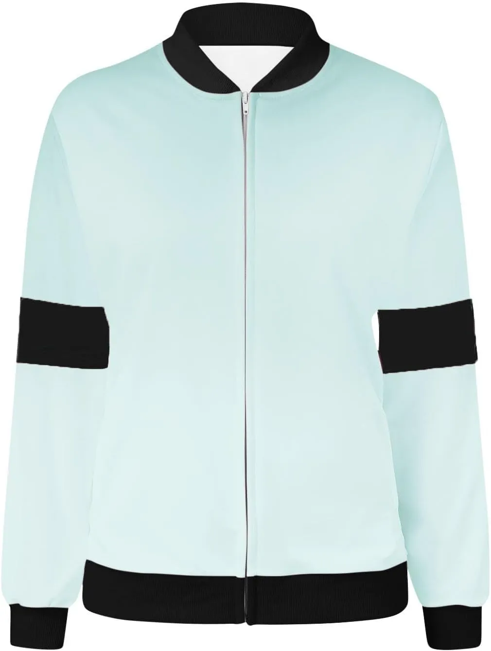 Women's Bomber Jacket Fall Lightweight Coat Color Block Zip Up Outerwear Casual Windbreaker with Pockets