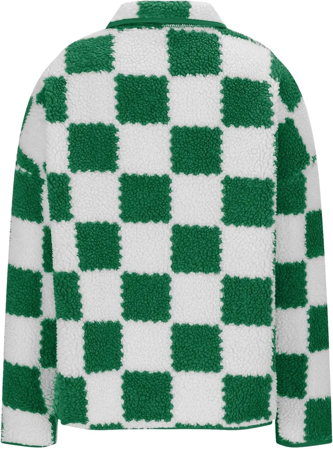 Womens Buffalo Plaid Checkered Fuzzy Fleece Jackets Plaid Sherpa Shacket Button Down Cardigans Fall Fashion Outerwear