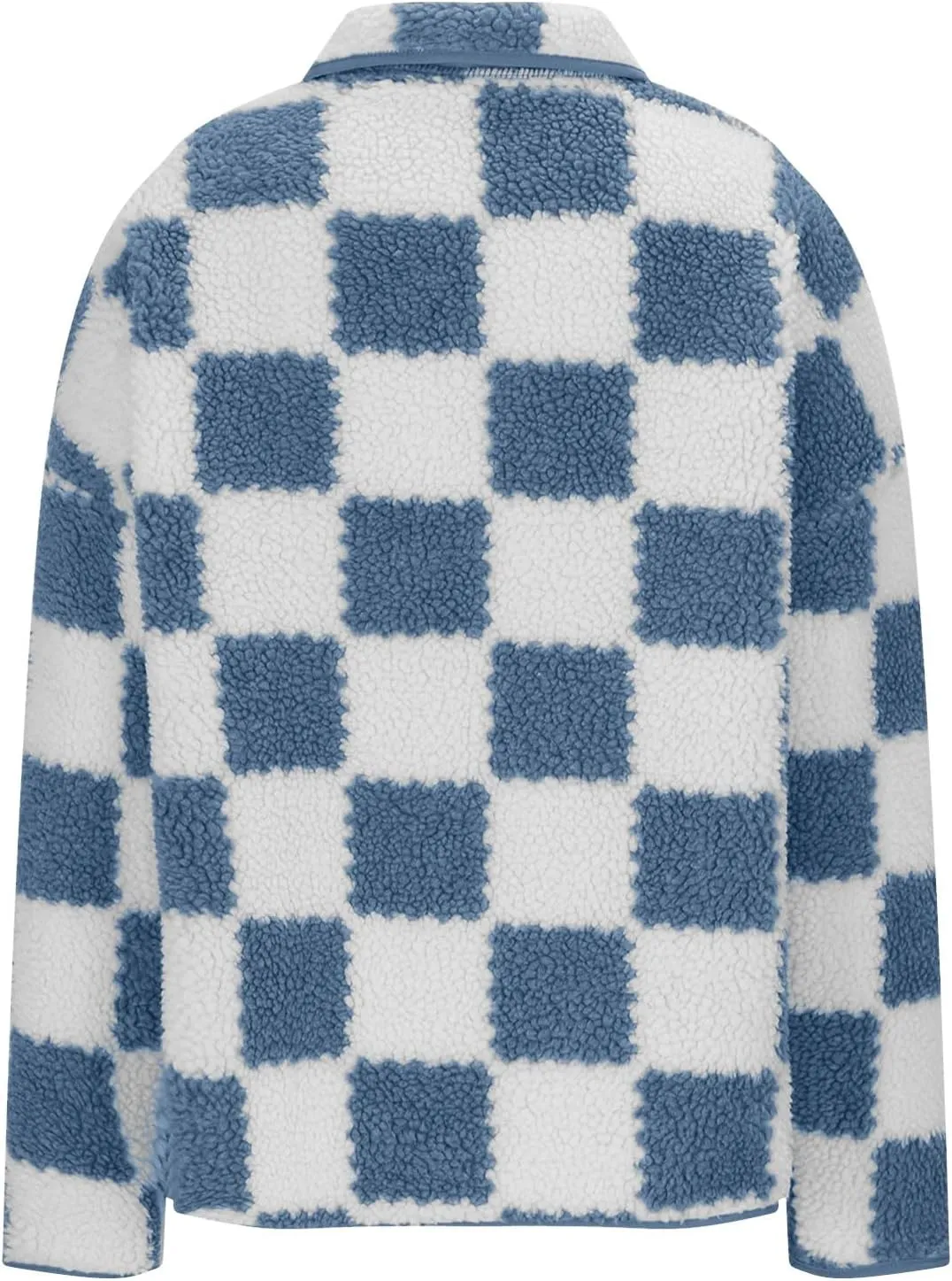 Womens Buffalo Plaid Checkered Fuzzy Fleece Jackets Plaid Sherpa Shacket Button Down Cardigans Fall Fashion Outerwear
