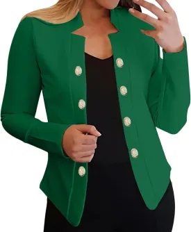 Women's Double Breasted Blazers Open Front Dressy Casual Notch Lapel Work Office Suit Jackets Business Outerwear Coat