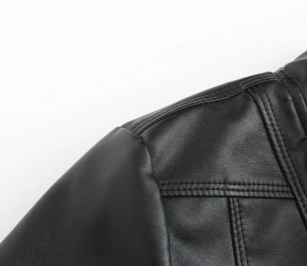 Women'S Stylish Faux Leather Jacket Zip up Motorcycle Short PU Moto Biker Outwear Fitted Slim Coat