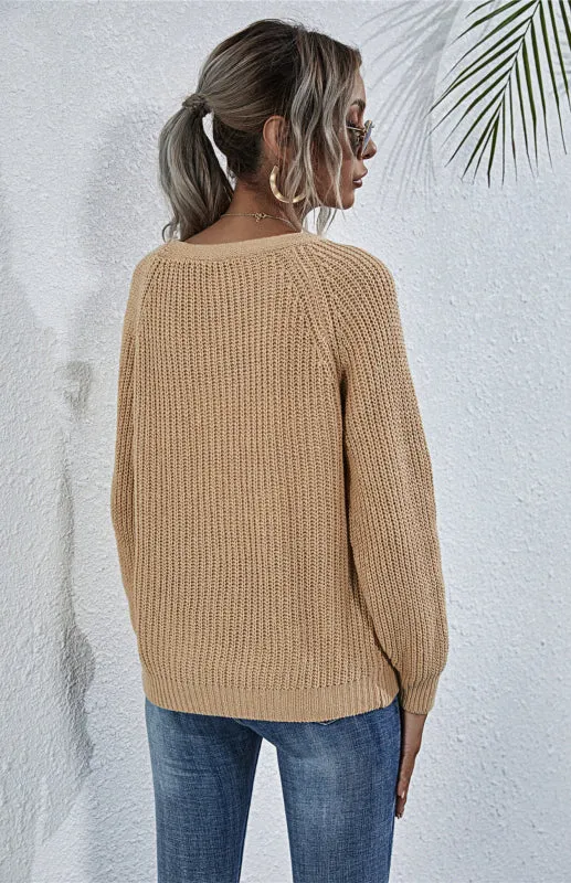 Wool Balloon Sleeve Cardigan - Oversized Sweater