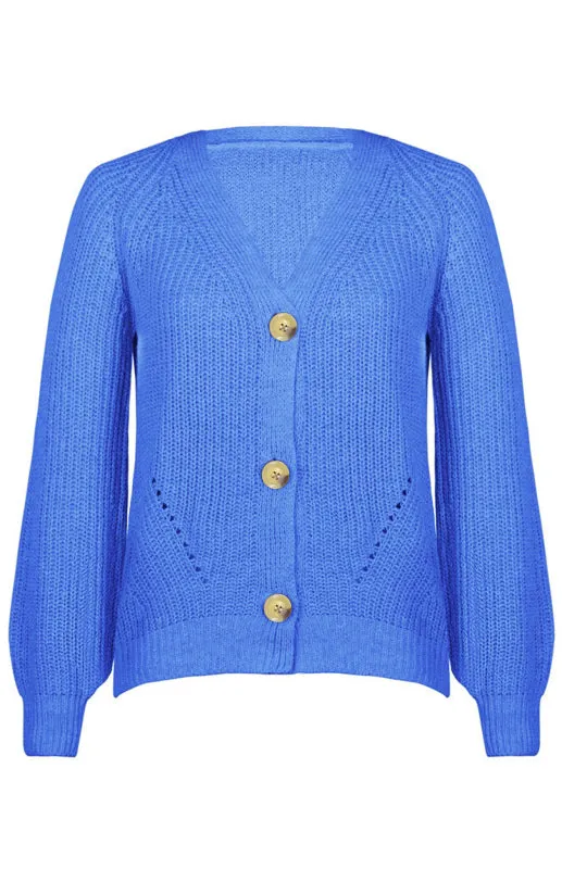 Wool Balloon Sleeve Cardigan - Oversized Sweater