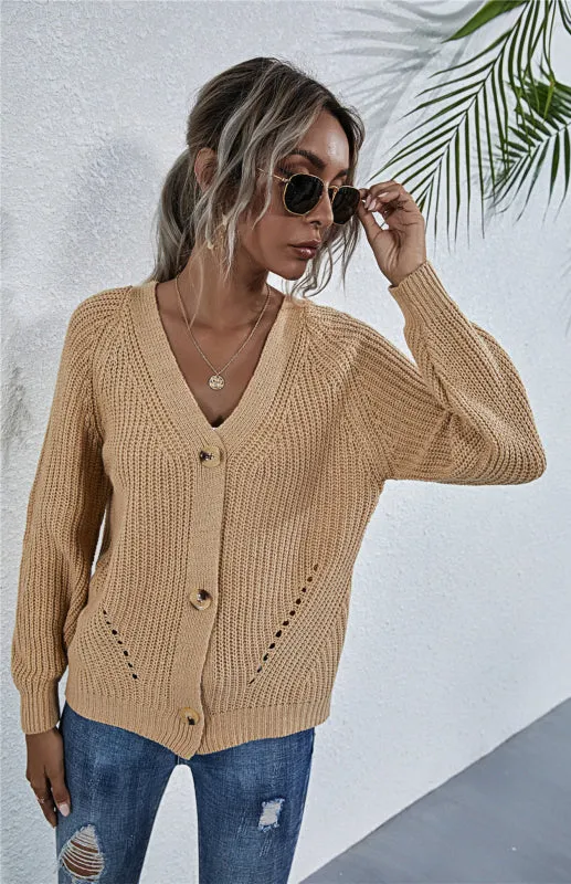 Wool Balloon Sleeve Cardigan - Oversized Sweater