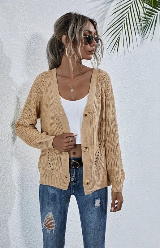 Wool Balloon Sleeve Cardigan - Oversized Sweater