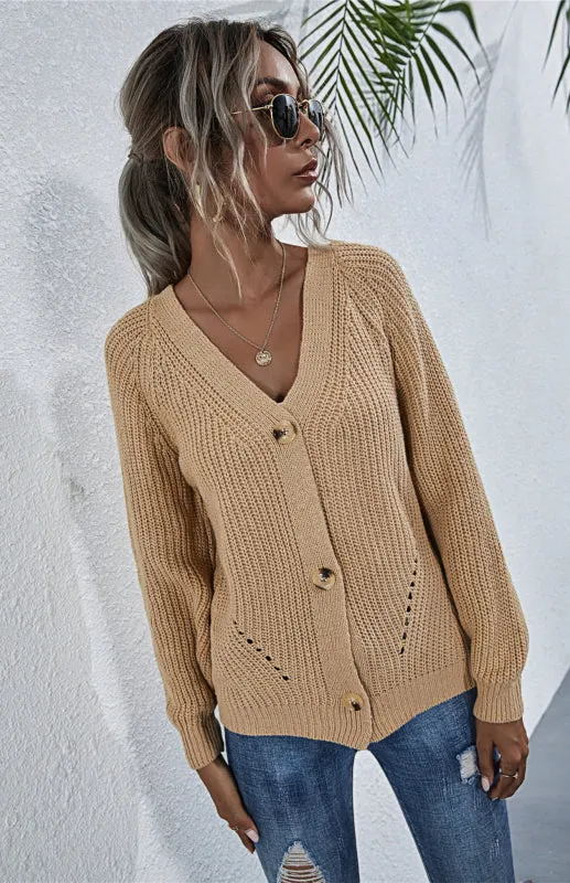 Wool Balloon Sleeve Cardigan - Oversized Sweater