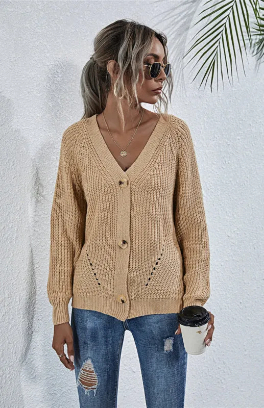 Wool Balloon Sleeve Cardigan - Oversized Sweater