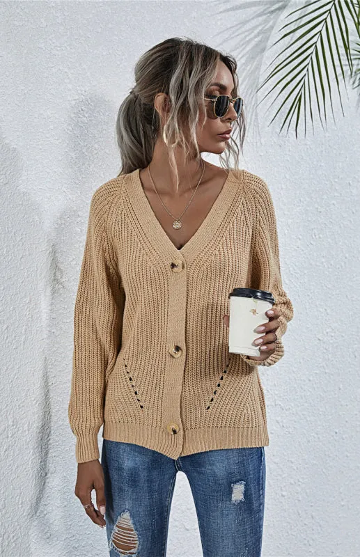 Wool Balloon Sleeve Cardigan - Oversized Sweater