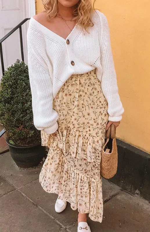 Wool Balloon Sleeve Cardigan - Oversized Sweater