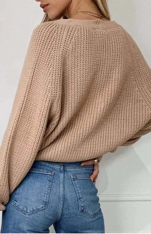 Wool Balloon Sleeve Cardigan - Oversized Sweater