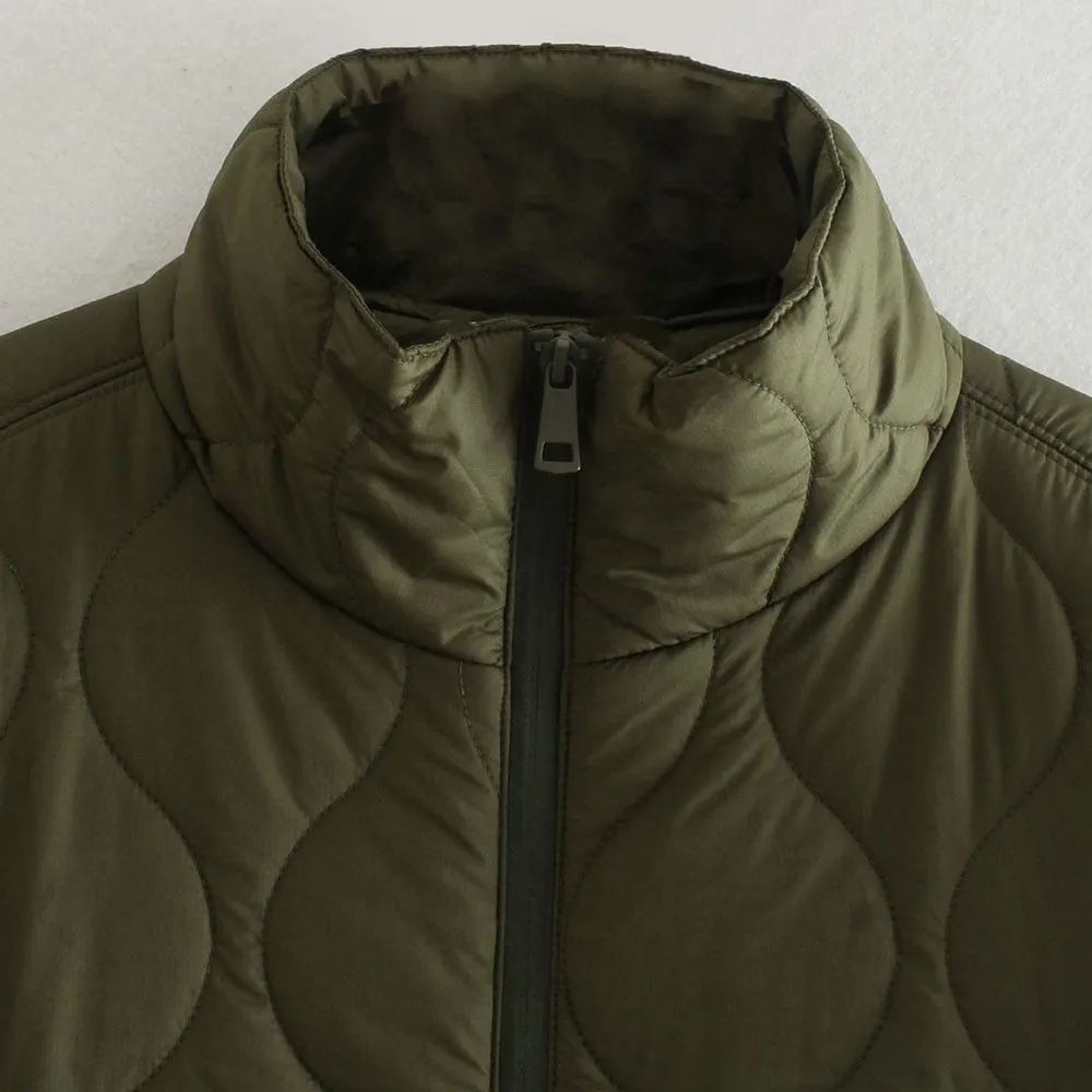 XEASY Women Jacket Capes And Poncho Autumn Woman Clothes Solid Quilted Coats Zippers Cardigan For Women Casual Oversized Jacket